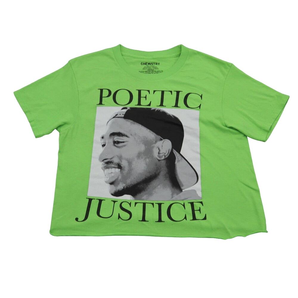 Poetic Justice Shirt Womens M Green Chemistry Short Sleeve Crew Neck Cropped Top